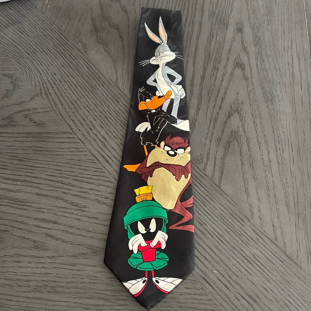 Vintage 1996‎ Looney Tunes Mania Tie Taz Marvin Martian Donald Duck Bugs Bunny